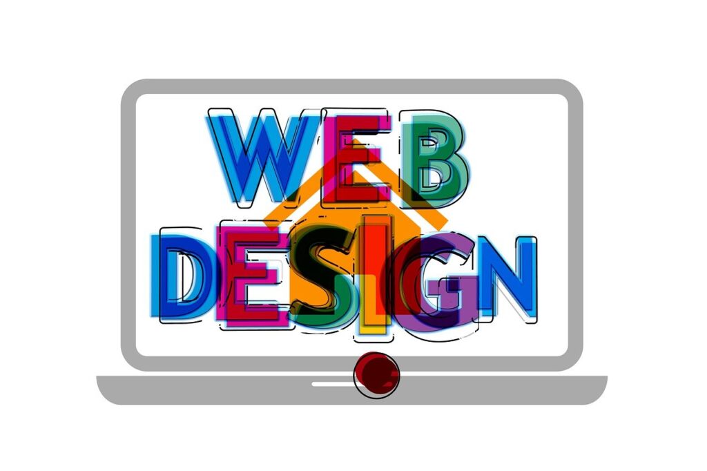 1 An illustration of a laptop with the words web design written in hard-to-see typography to highlight the importance of accessibility.