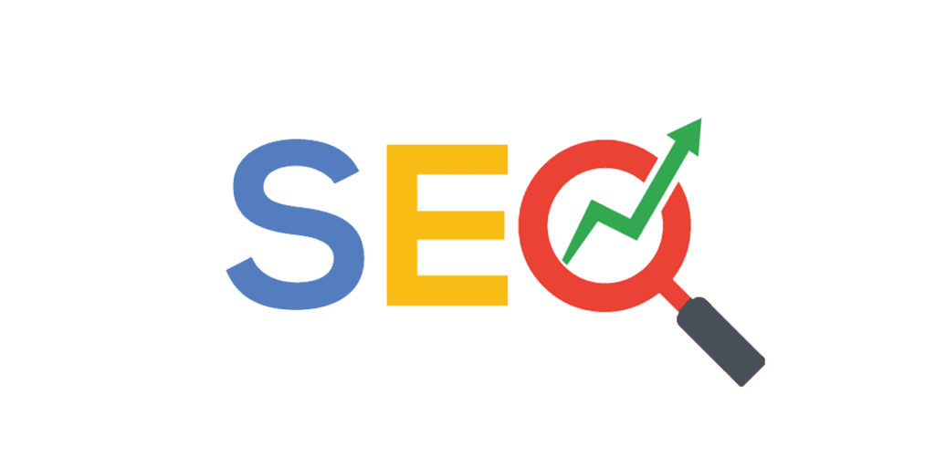2 An illustration of the words SEO with an upward trending arrow to suggest improvement in search rankings.