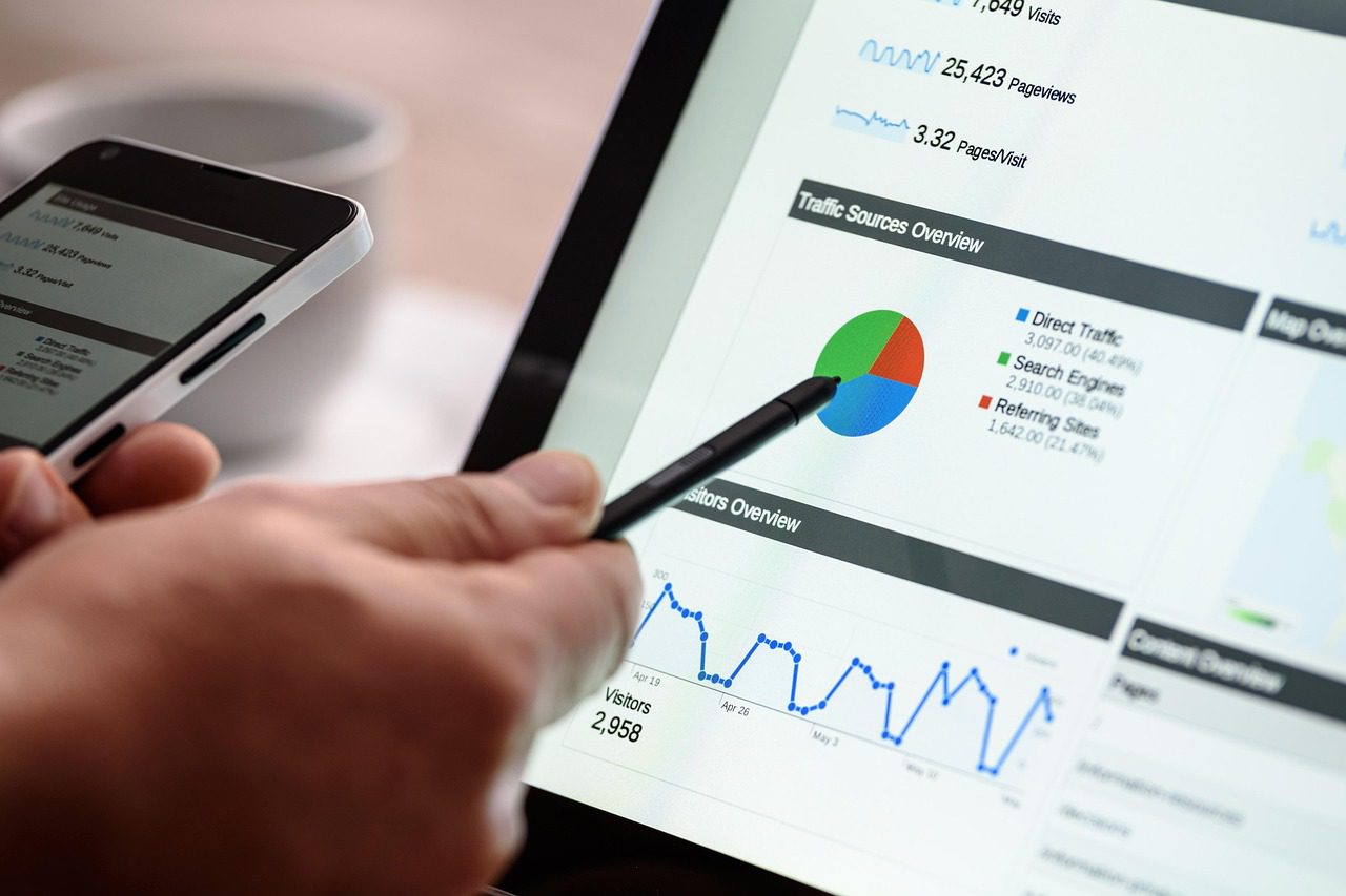 A tab screen displaying digital marketing data at a web design firm.
