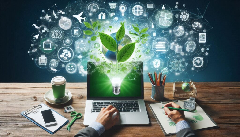 Concept of a web designing agency creating eco-friendly digital strategies